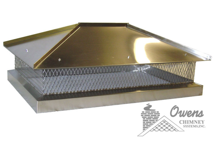 Custom Stainless Outside Mount Chimney Cap With Hip Ridge Lid - Charlotte NC - Owen's Chimney Custom Stainless Outside Mount Chimney Cap With Hip Ridge Lid - Charlotte NC - Owen's Chimney