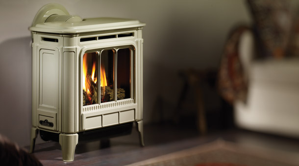 White Hampton H27 lit in living room with blurred background