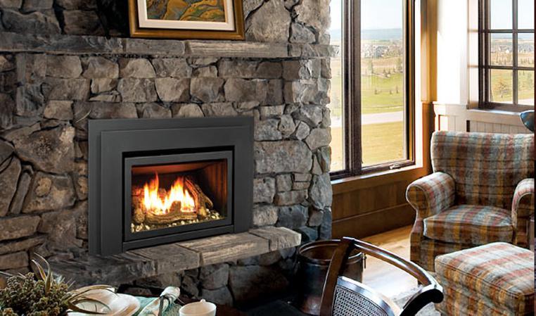 BAC Fireside Group E 20-S-1 Clean Face Gas Insert with dark stone surround