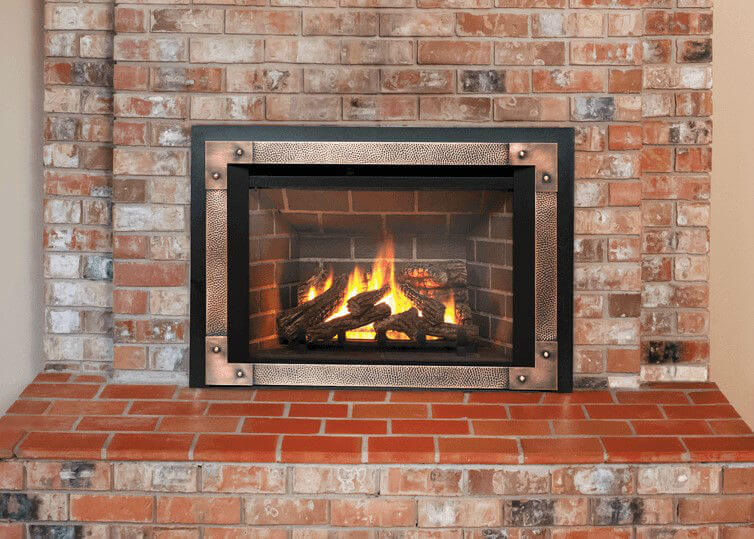 Valor G4 Gas Insert with red brick surround and hearth