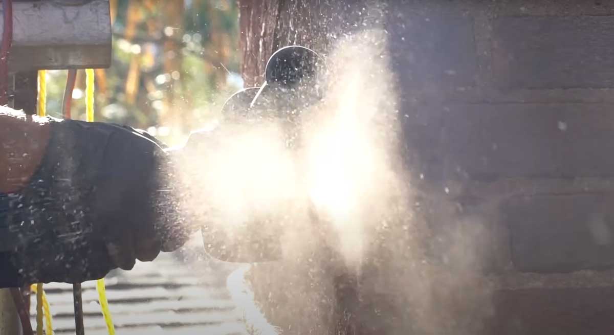 grinding chimney mortar - charlotte nc - owens chimney systems chimney technician grinding chimney mortar