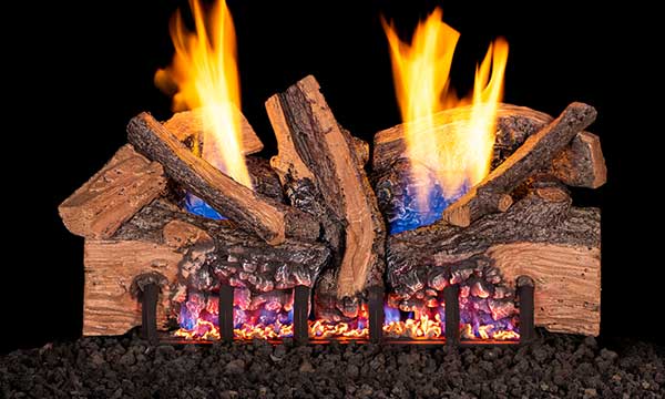 Real Frye G19 Gas Log Sets with uniquely designed front log mimics real wood and dazzling flame