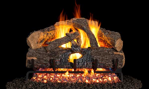 Real Fyre G52 Radiant Gas Logs with three-tiered burner system and high definition authentic wood look