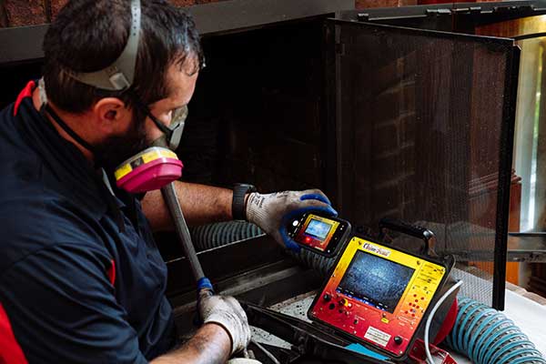 Chimney Technician Performing Internal Video Evaluation